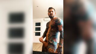 Nasty Tatted boy getting off and gigantic cum-shot