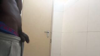 BIG BLACK COCK in public washroom