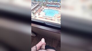 Milking Off Infront Of Motel Window