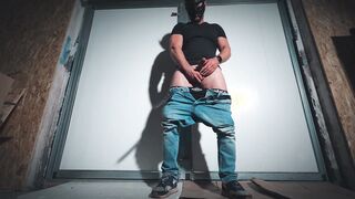 Hooded Fur covered Bulky Fellow Edging Pecker in Garage - Intense Sighing Filthy Converse Taunt