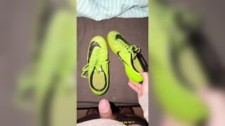 Jizz shot into football boots