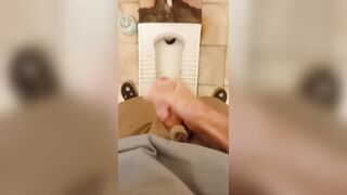 I fap off and jism in a messy public wc