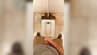 I fap off and jism in a messy public wc