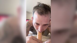 Gargling yam-sized fake penis ambisexual thick man-meat