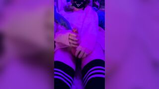 Femboy spunking in sofa
