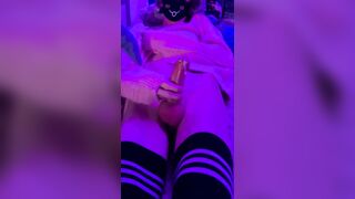 Femboy spunking in sofa