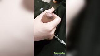 Grabbing cock-squeezing and tugging a hefty beefstick with precum cascading down.