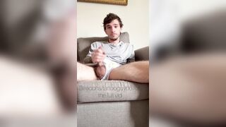 Tattooed fellow stroking rock-hard uncircumcised manmeat