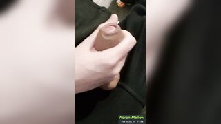 Impatient masturbates on a pulsating stiff schlong while precum seeps from the peak.