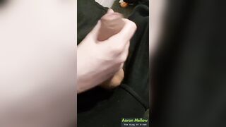 Impatient masturbates on a pulsating stiff schlong while precum seeps from the peak.