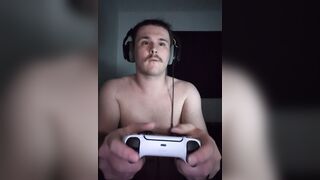 Gaymer Boy Stood Up To Demonstrate You His Jizz-shotgun!
