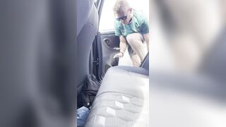 Switch clothes in public parking bunch, drive bare and jizz in camper