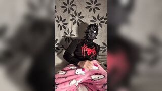 Spidey flashes off his humungous Chinese rod in his Sunday PJs