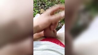 Masturbating off in the woods