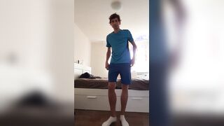 Twunk in sportswear unclothes bare