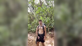 Steaming Backpacker Brother-in-law Drains Off in the Woods