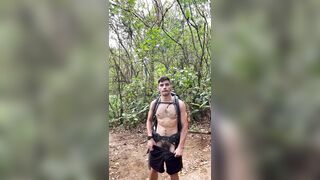Steaming Backpacker Brother-in-law Drains Off in the Woods