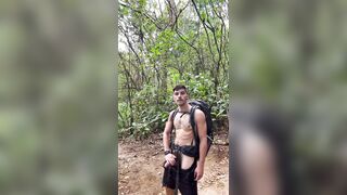 Steaming Backpacker Brother-in-law Drains Off in the Woods