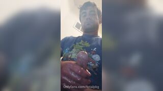 Steaming man tugging TheTotalpkg