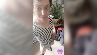 Taunting movie message for Tormentor at work massaging in utter femboy attire