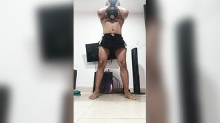 My fuckpole blows a load out of my cutoffs while Im working out.