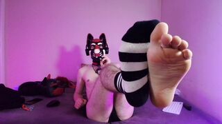 Naked pup caresses right in your face