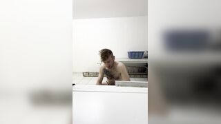 Nude and jizm dare in collective laundry apartment of bedroom house bonus jism on washing machine at the end