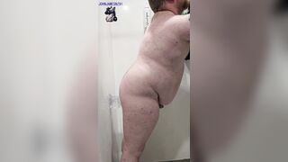 NZ Teddy - giant clear fake penis deep downright in butt