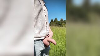 demonstrating jizz-shotgun moves in bold public zone