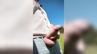 demonstrating jizz-shotgun moves in bold public zone