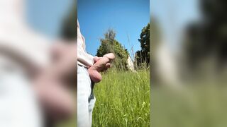 demonstrating jizz-shotgun moves in bold public zone
