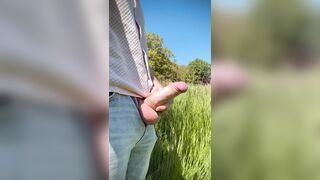 demonstrating jizz-shotgun moves in bold public zone