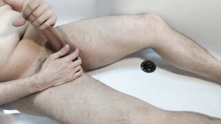 Masculine jizm in bathtube - solo