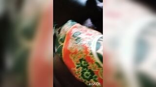 Crossdresser flashing arse before draining her yam-sized ebony weenie