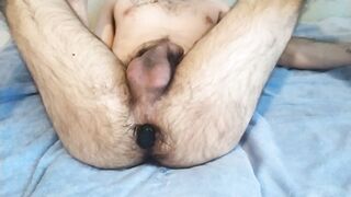 I finger my bootie and pulverize a Fleshlight while having a ass-plug inwards me