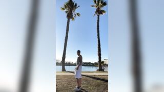 Fellow in milky cut-offs showcases off
