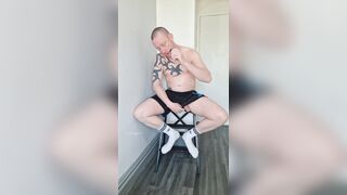 Vaping socked bare ginger scally
