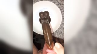 Witness me deepthroat and plumb this faux-cock along with my stroker plaything until I jism rigid for you