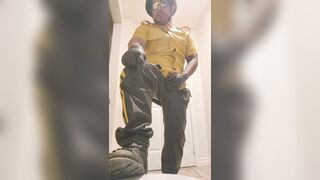 Wordy Leather Biker Dad converses muddy and milks his manhood