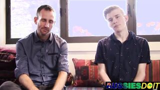 Aussie Twink Pandora Strokes His Cock While DILF Mason Hammers Deep Into His Ass