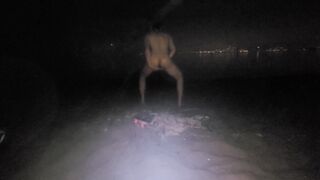 lubed japanese tugging on naked beach