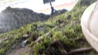 Behind-the-vignettes with Jon Arteen after fapping climaxing big jizm have fun cleaning tidying up & creating an artistic man-cream flash on green moss