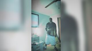 ten.five inch BIG BLACK COCK getting off on TV stand