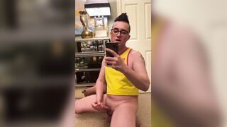 Fapping my uncircumcised penis with enormous foreskin.