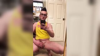 Fapping my uncircumcised penis with enormous foreskin.