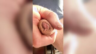 Preview of tomorrow vid. Uncircumcised sleek bone masturbating in the sunshine till I deepthroat my fountain.