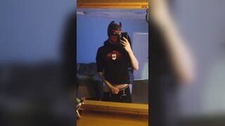 Insane solo fap in pup mask