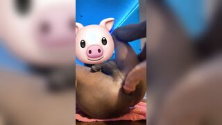 Ebony man gape his splattered fuck-hole gaping with good-sized faux-cock