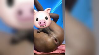 Ebony man gape his splattered fuck-hole gaping with good-sized faux-cock