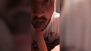 faggot fellates fake penis in grimy swift food wc